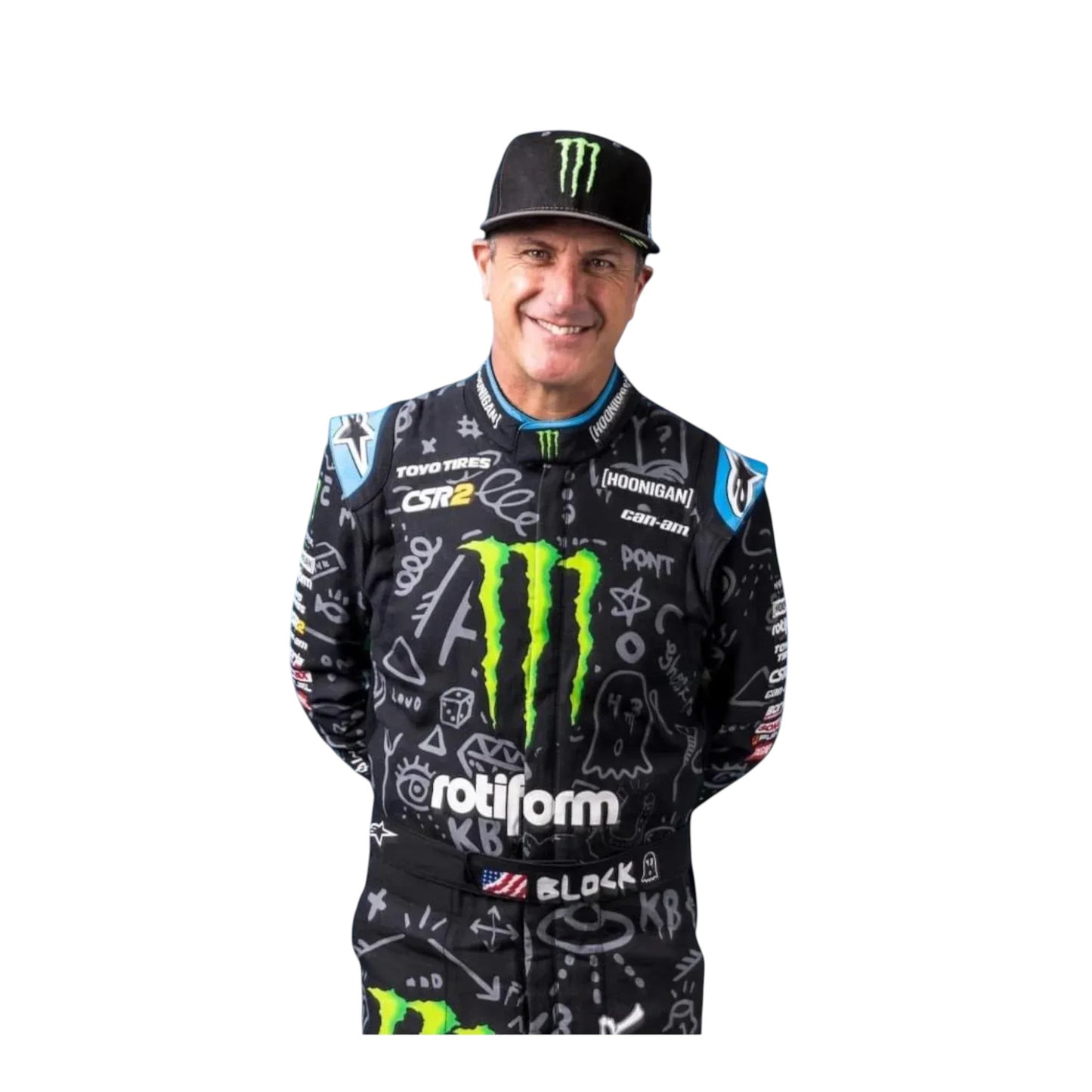 2022 Ken Block Monster go kart racing suit front view