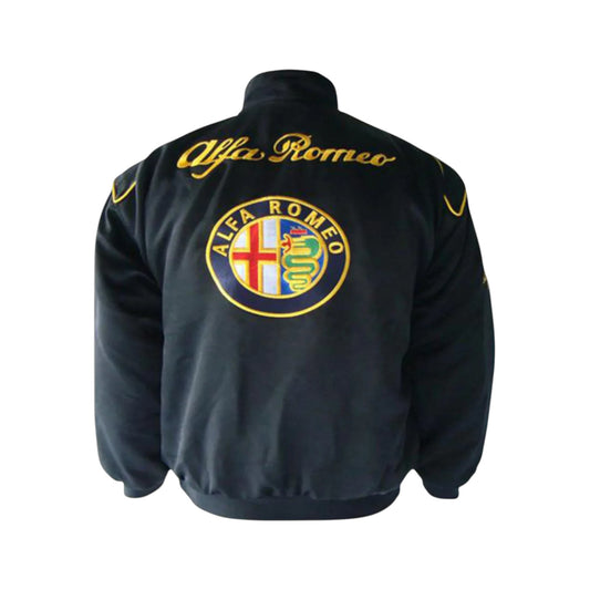 Alfa Romeo Black Vintage Racing Jacket – Classic Motorsport Style