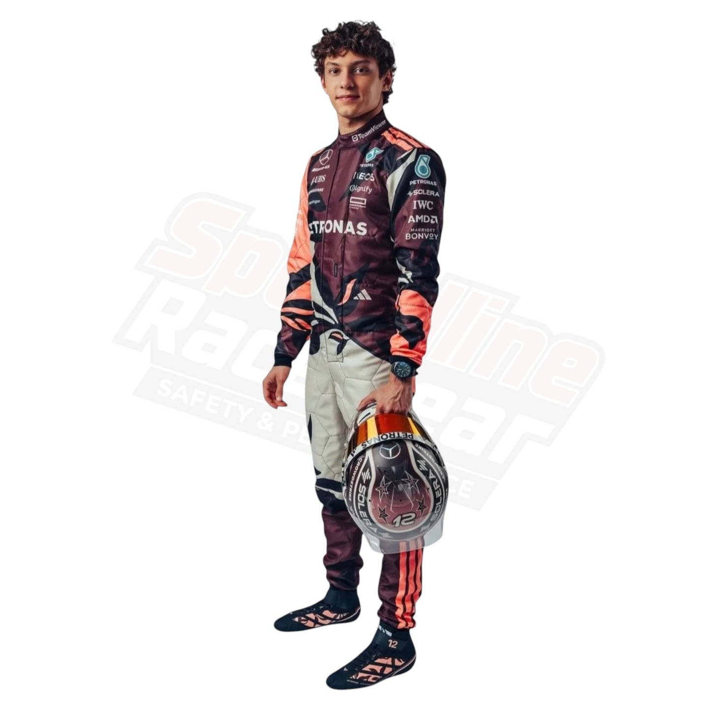 George Russell 2025 F1 Mercedes Team Suit side View