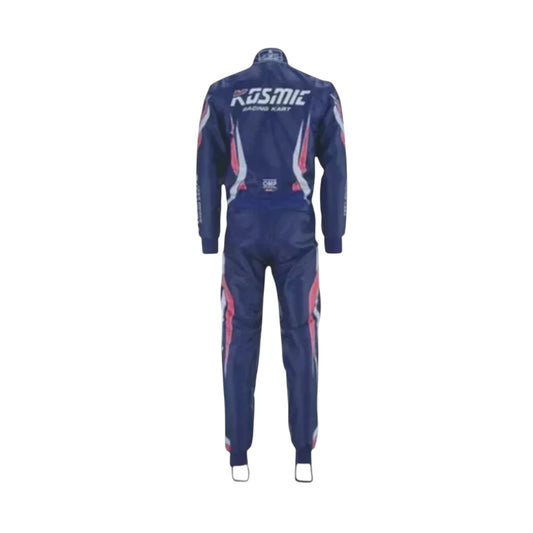 Go-Kart Racing Suit Kosmic Driver Edition 2021 Blue racing suit with pink accents on a white background