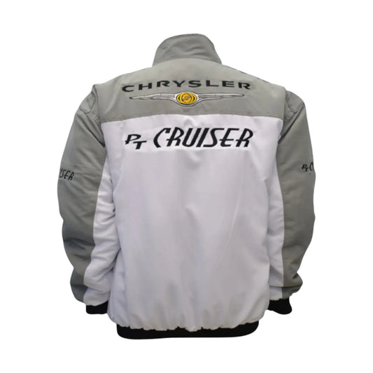 Gray and white jacket with Chrysler PT Cruiser branding on a white background