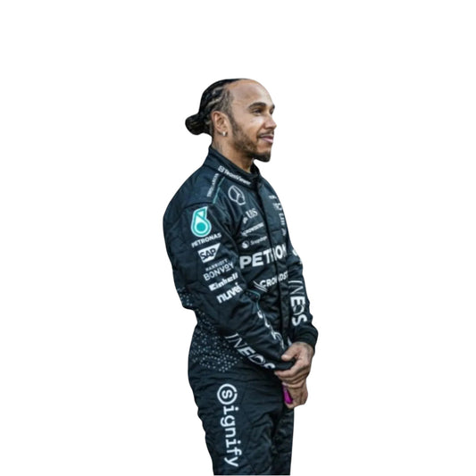 Mercedes AMG F1 Team racing suit close up