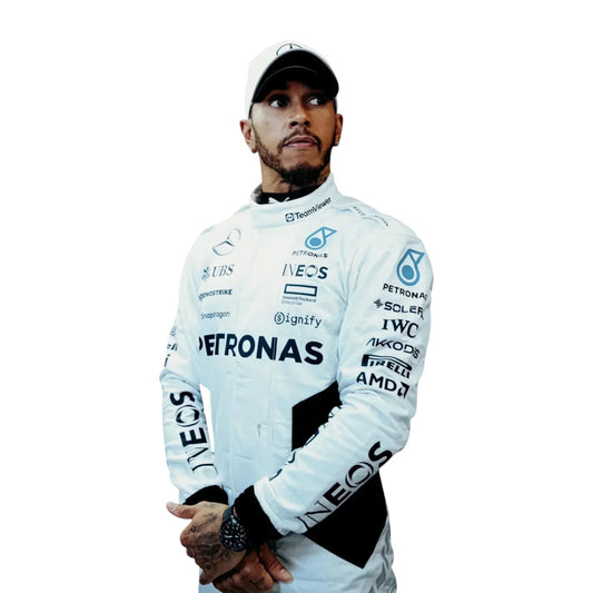 Qatar GP Mercedes AMG racing suit detailing