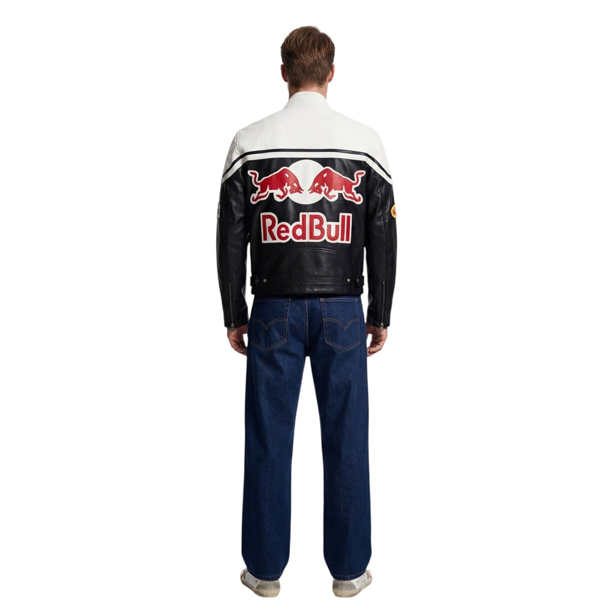 Red Bull Racing Vintage Leather Jacket – White Edition