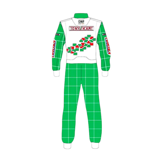 Tony Kart sublimation printed go kart driver racing suit back view