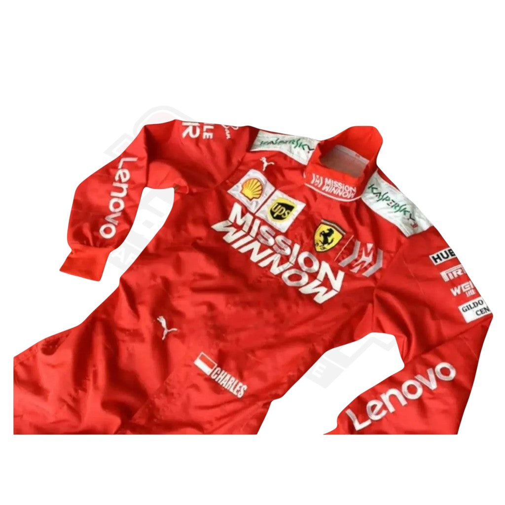 2019 Charles Leclerc Ferrari Mission Winnow F1 race suit front