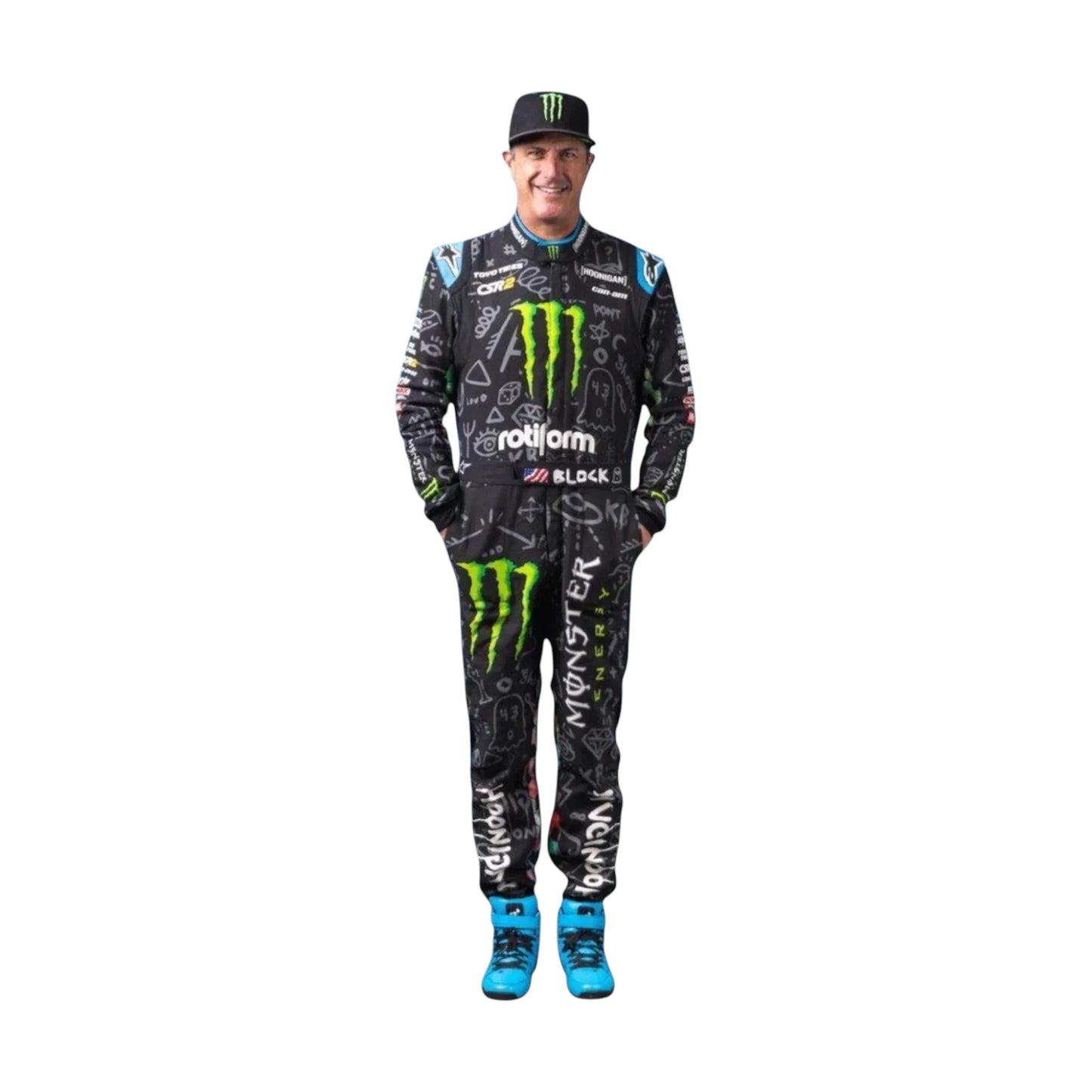 2022 Ken Block Monster go kart racing suit front view