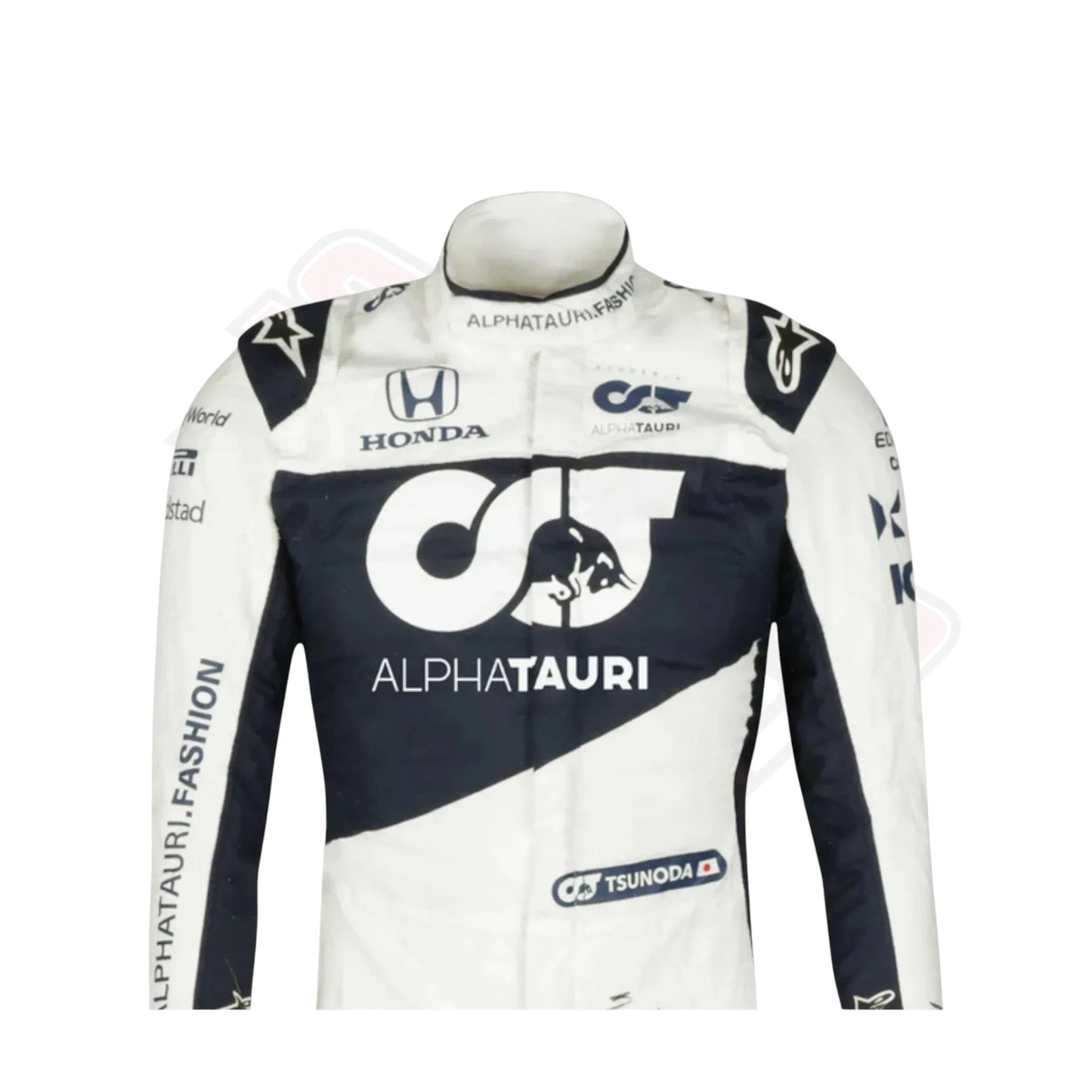 AlphaTauri F1 racing suit sleeve close-up 2021