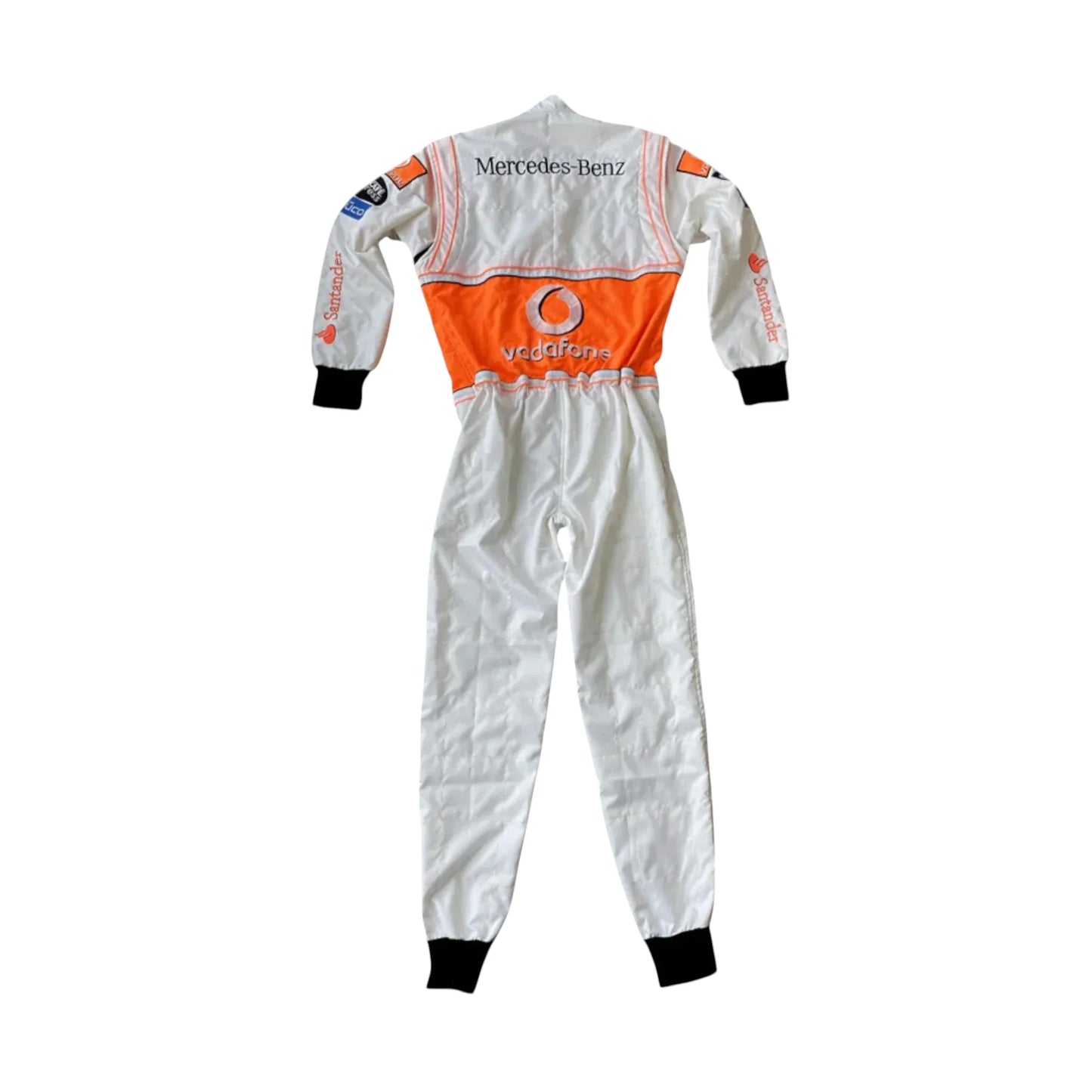 Back view showing McLaren branding on Lewis Hamilton 2008 F1 race suit