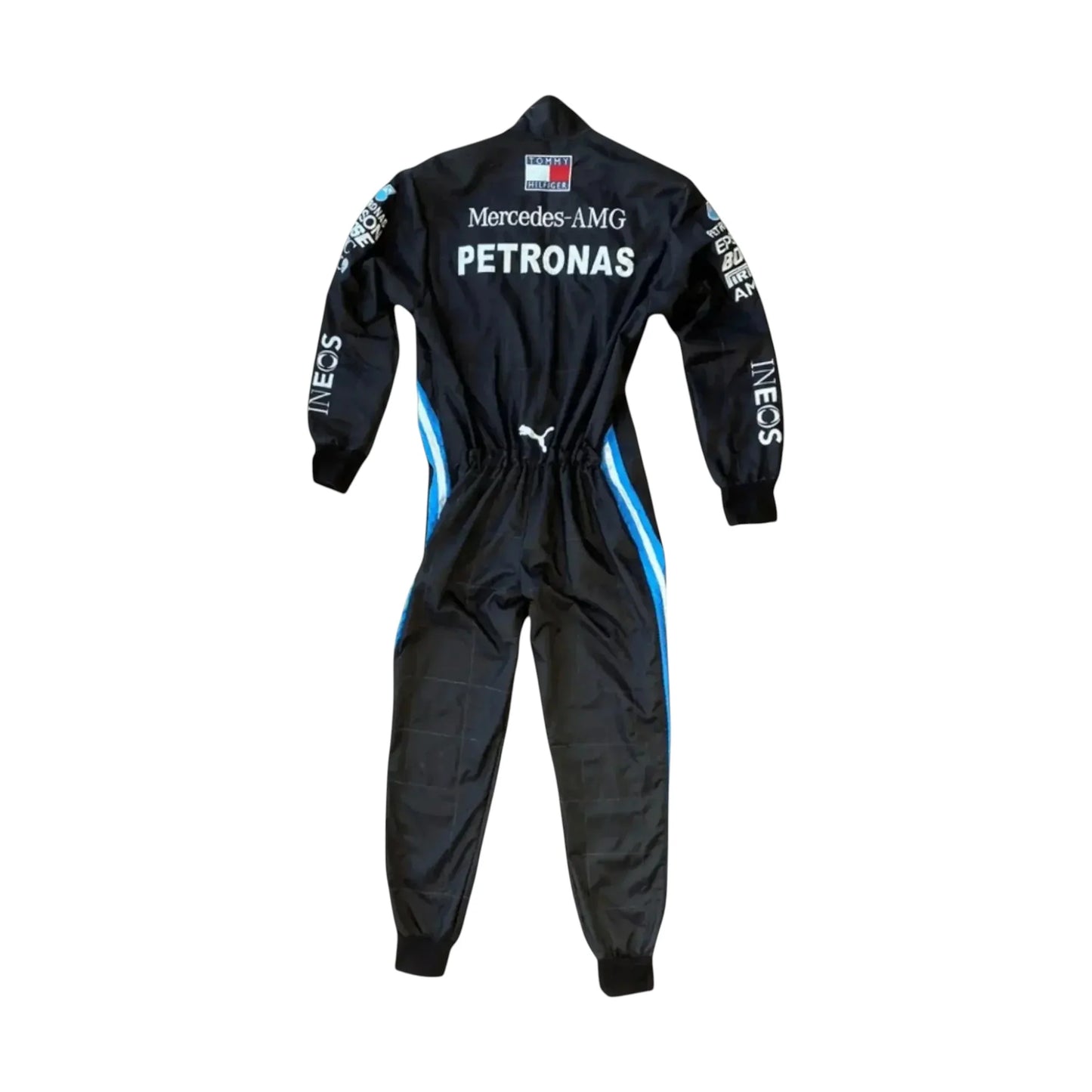 Black Mercedes-AMG Petronas F1 race suit embroidery close up