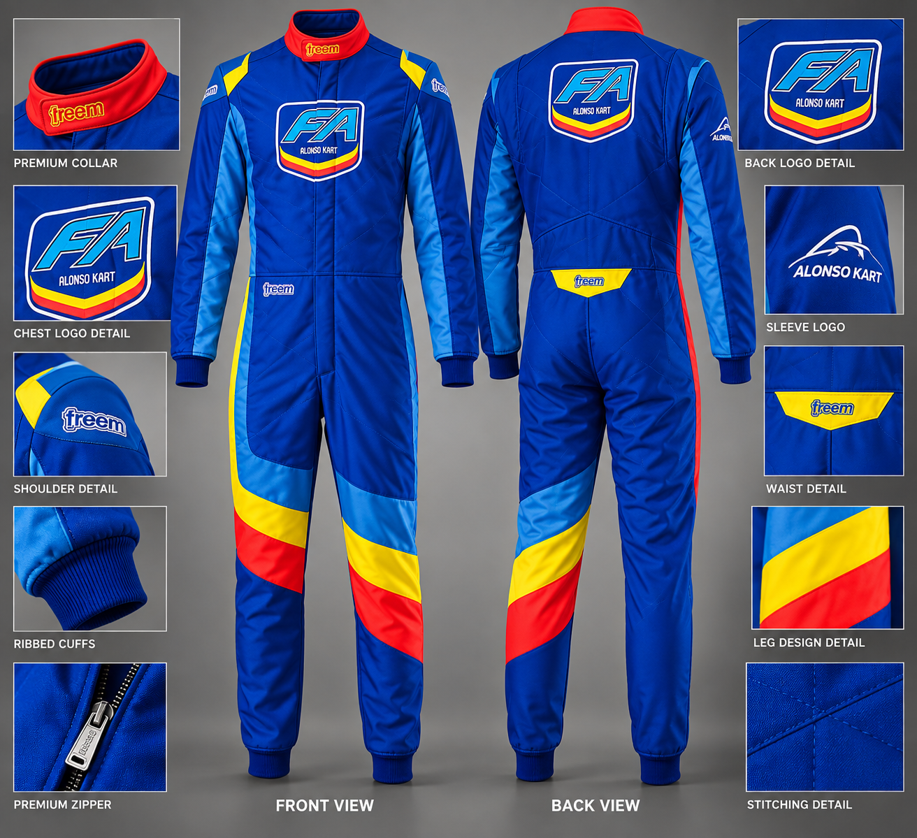 Blue FA-Style Kart Racing Suit | Custom Motorsport SpeedLine Racewear