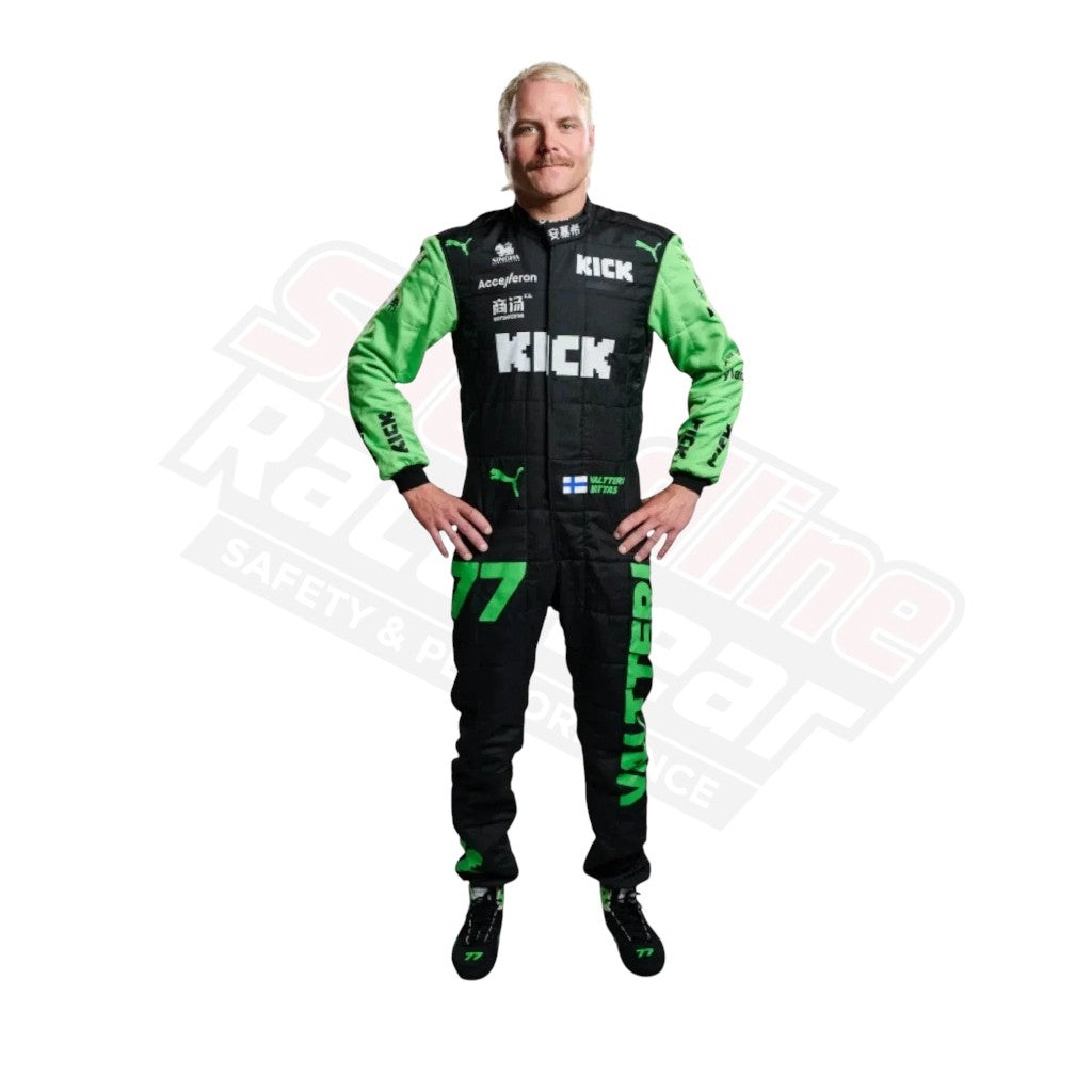 Bottas and Zhou F1 2024 motorsport race suit design