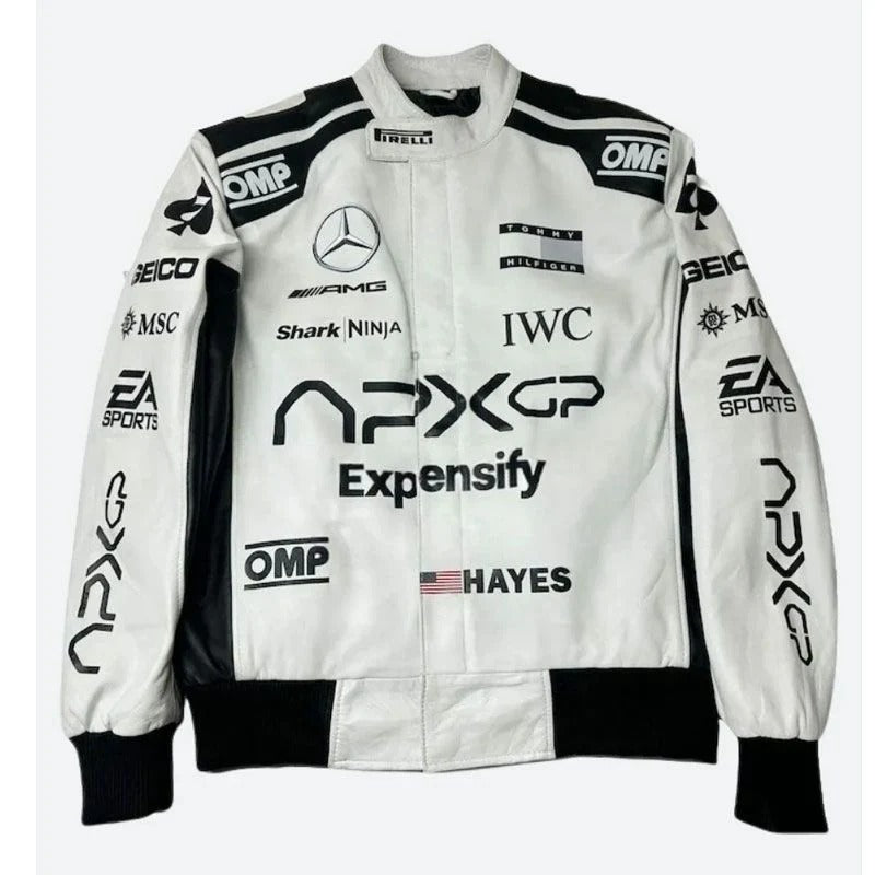 Brad Pitt F1 Black & White Racer Softshell Jacket | Motorsport Style