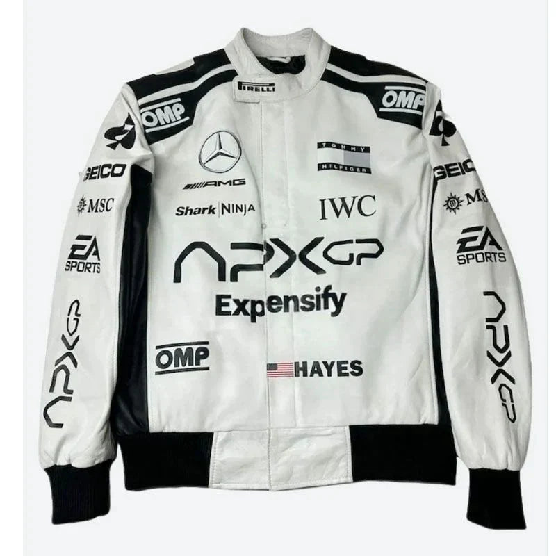 Brad Pitt F1 Black & White Racer Softshell Jacket | Motorsport Style