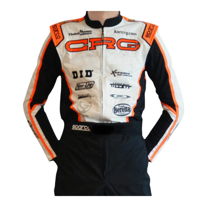 CRG kart suit stitching detail close-up