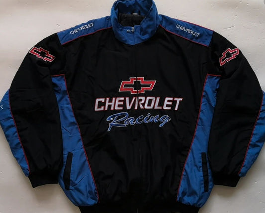 Chevrolet Black Blue Vintage Racing Coat Jacket SpeedLine Racewear