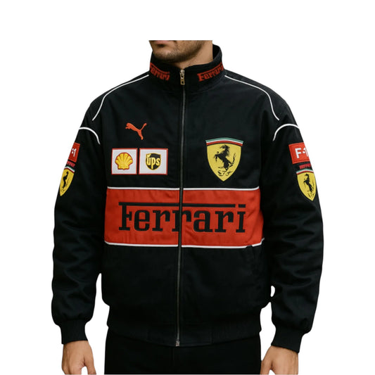 Ferrari F1 Vintage Scuderia Racing Jacket Black