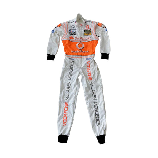 Front view of Lewis Hamilton 2008 McLaren F1 racing suit