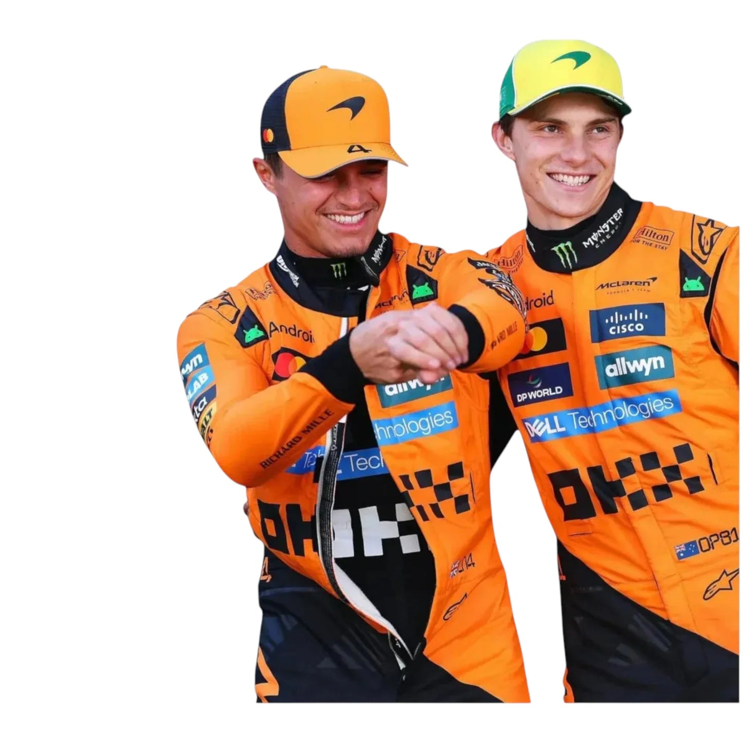 Lando Norris Oscar Piastri McLaren suit Front Side