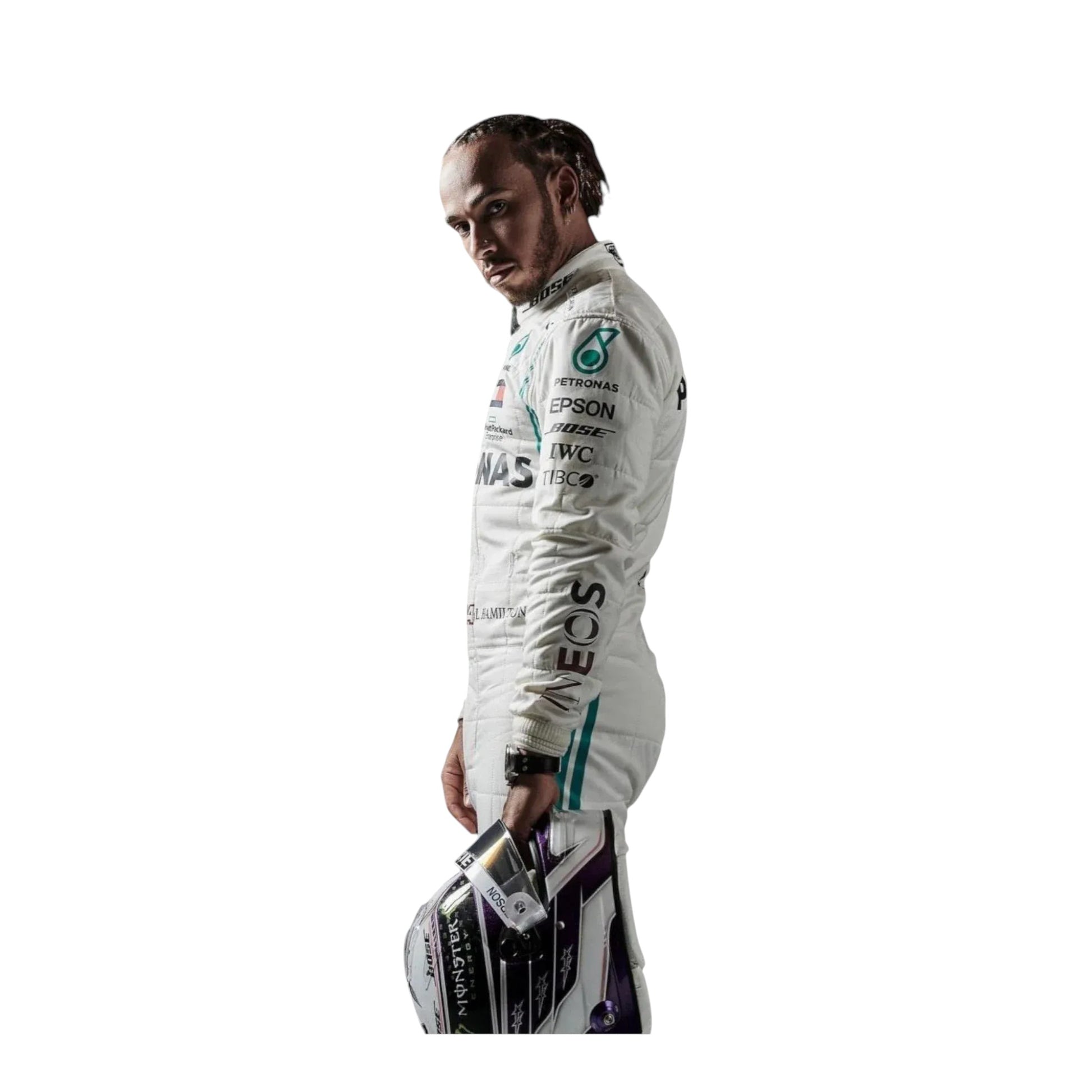 Lewis Hamilton 2019 championship Formula 1 race suit display