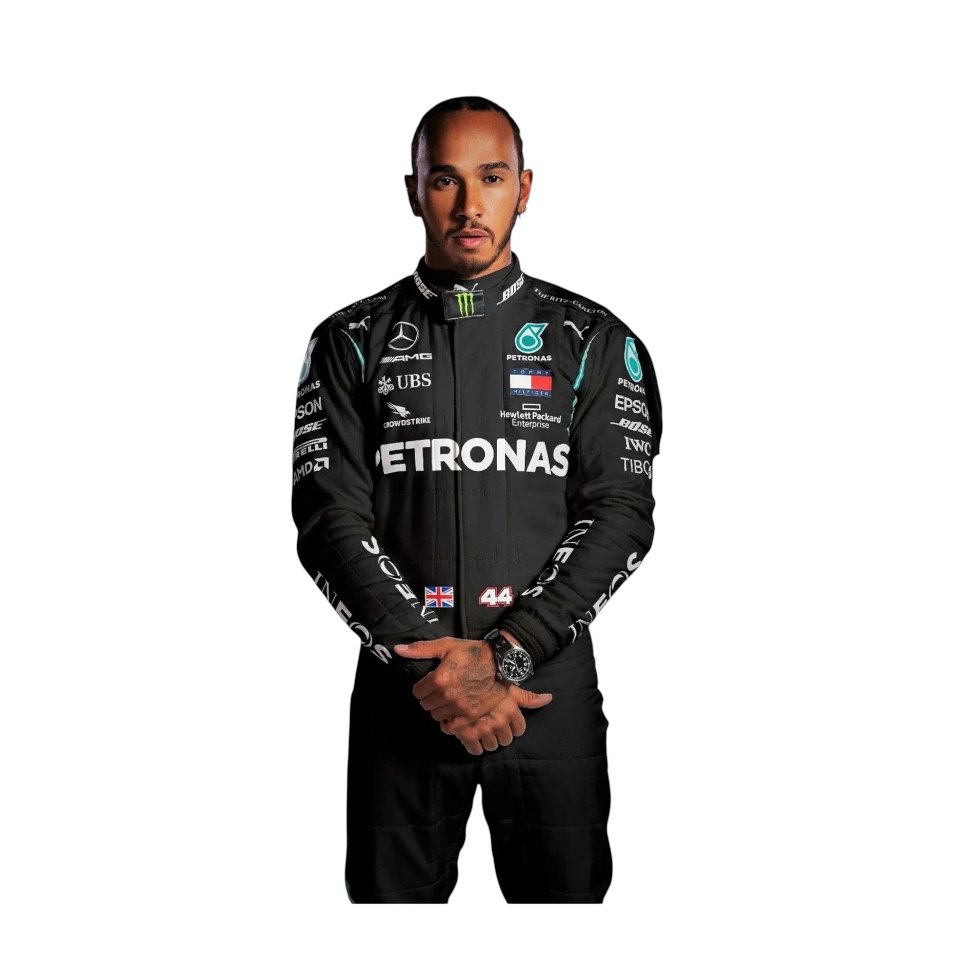 Lewis Hamilton 2021 Mercedes AMG Petronas F1 race suit front view
