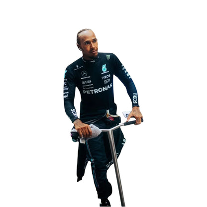 Lewis Hamilton Mercedes F1 2023 race suit display