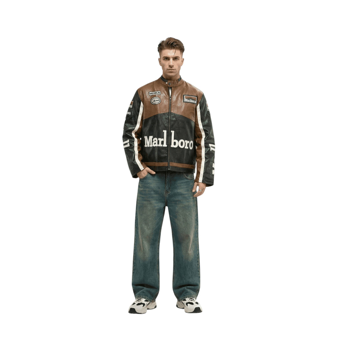 Marlboro Vintage Racing Leather Jacket – Brown & Black Edition SpeedLine Racewear