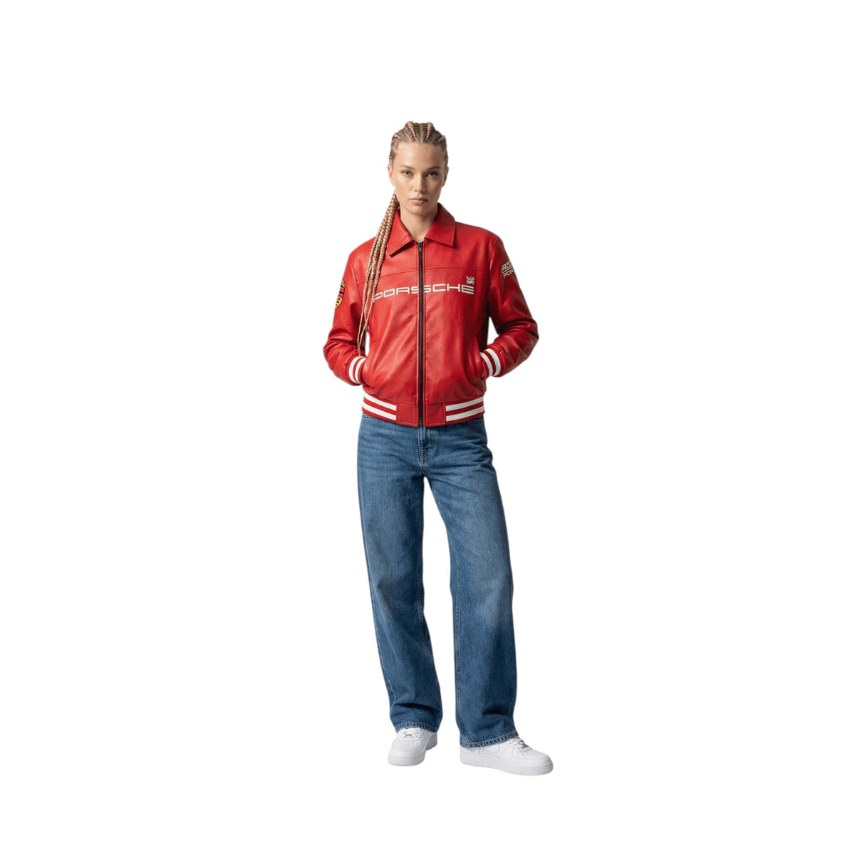 Porsche Racing Vintage Leather Bomber Jacket – Red SpeedLine Racewear