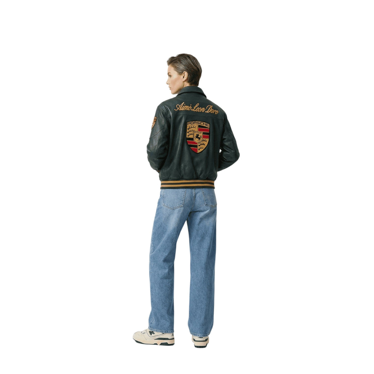 Porsche Vintage Leather Bomber Jacket - Green Edition SpeedLine Racewear