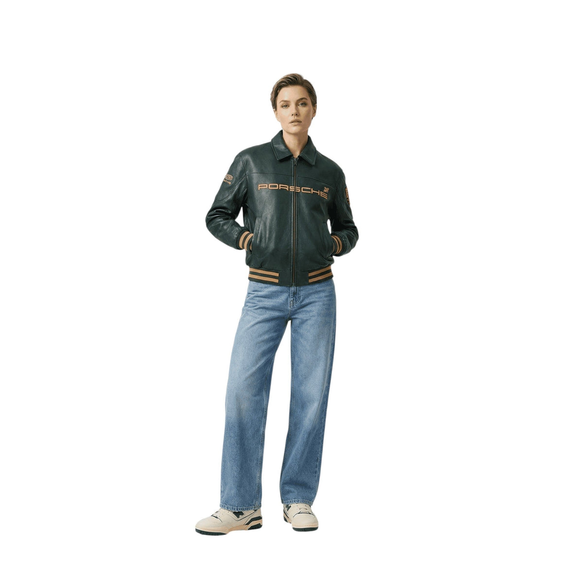 Porsche Vintage Leather Bomber Jacket - Green Edition SpeedLine Racewear