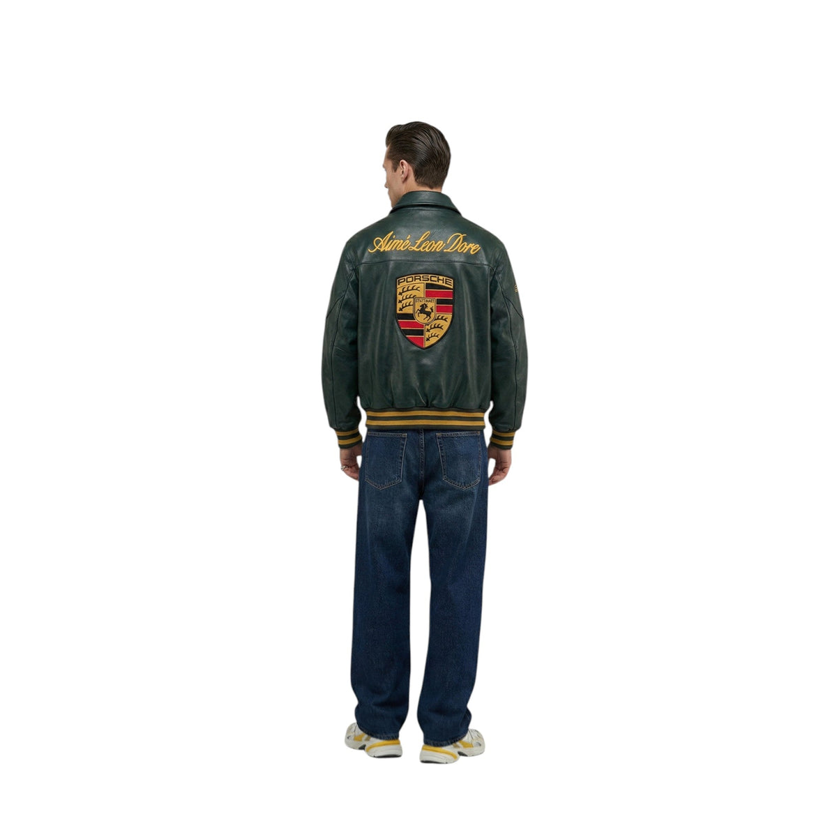 Porsche Vintage Leather Bomber Jacket - Green Edition SpeedLine Racewear