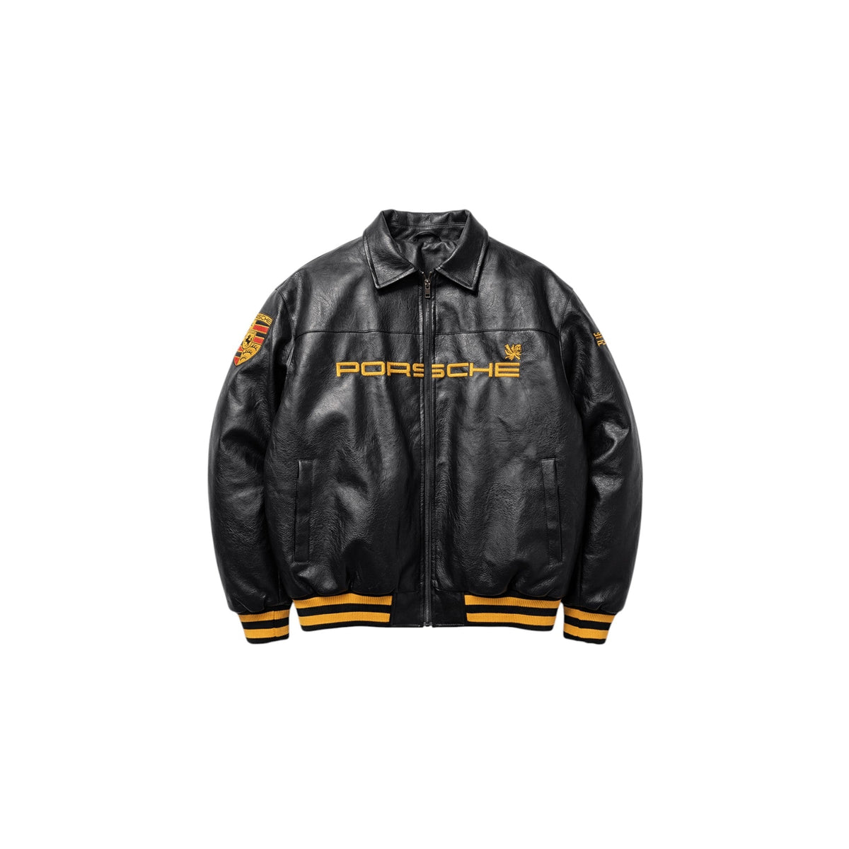 Porsche Vintage Leather Bomber Jacket – Black Edition SpeedLine Racewear