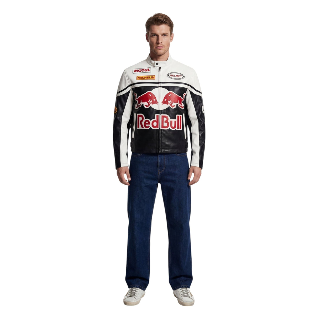 Red Bull Racing Vintage Leather Jacket – White Edition