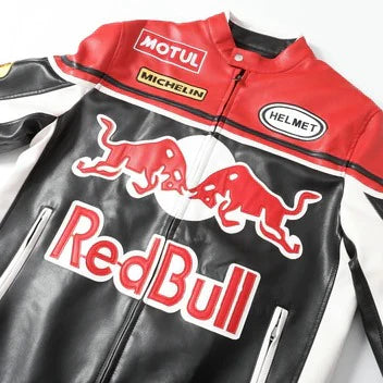 Red Bull Racing Vintage Leather Jacket – Classic Motorsport Edition Speedline Racewear