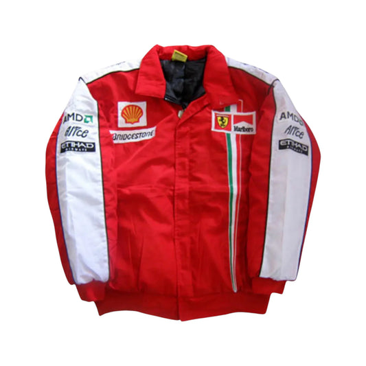 Scuderia Ferrari F1 Red & White Vintage Racing Jacket 2025 Edition