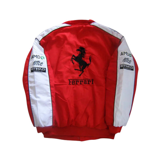 Scuderia Ferrari F1 Red & White Vintage Racing Jacket 2025 Edition