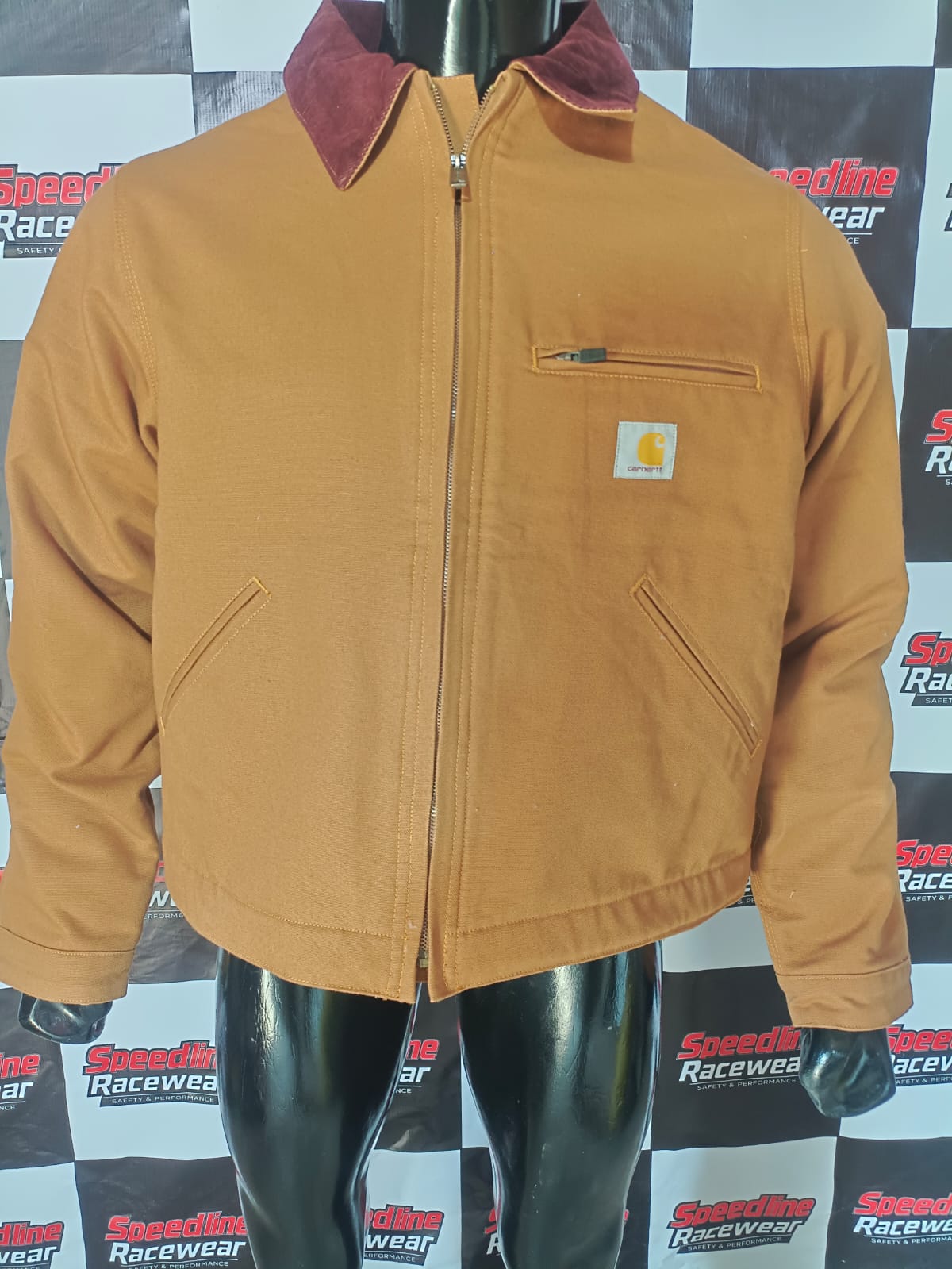 Carhartt Detroit Style Brown Duck Canvas Work Jacket with Corduroy Collar