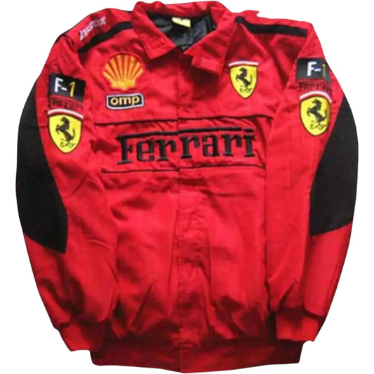 ferrari vintage formula one racing embroidered jacket front view
