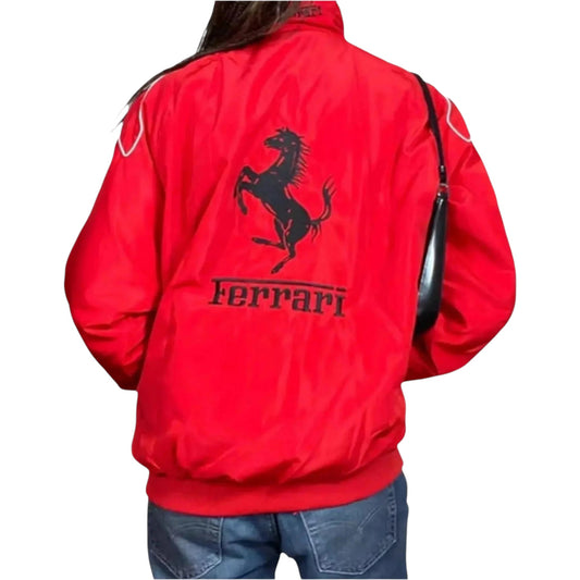 ferrari vintage embroidered bomber jacket back view