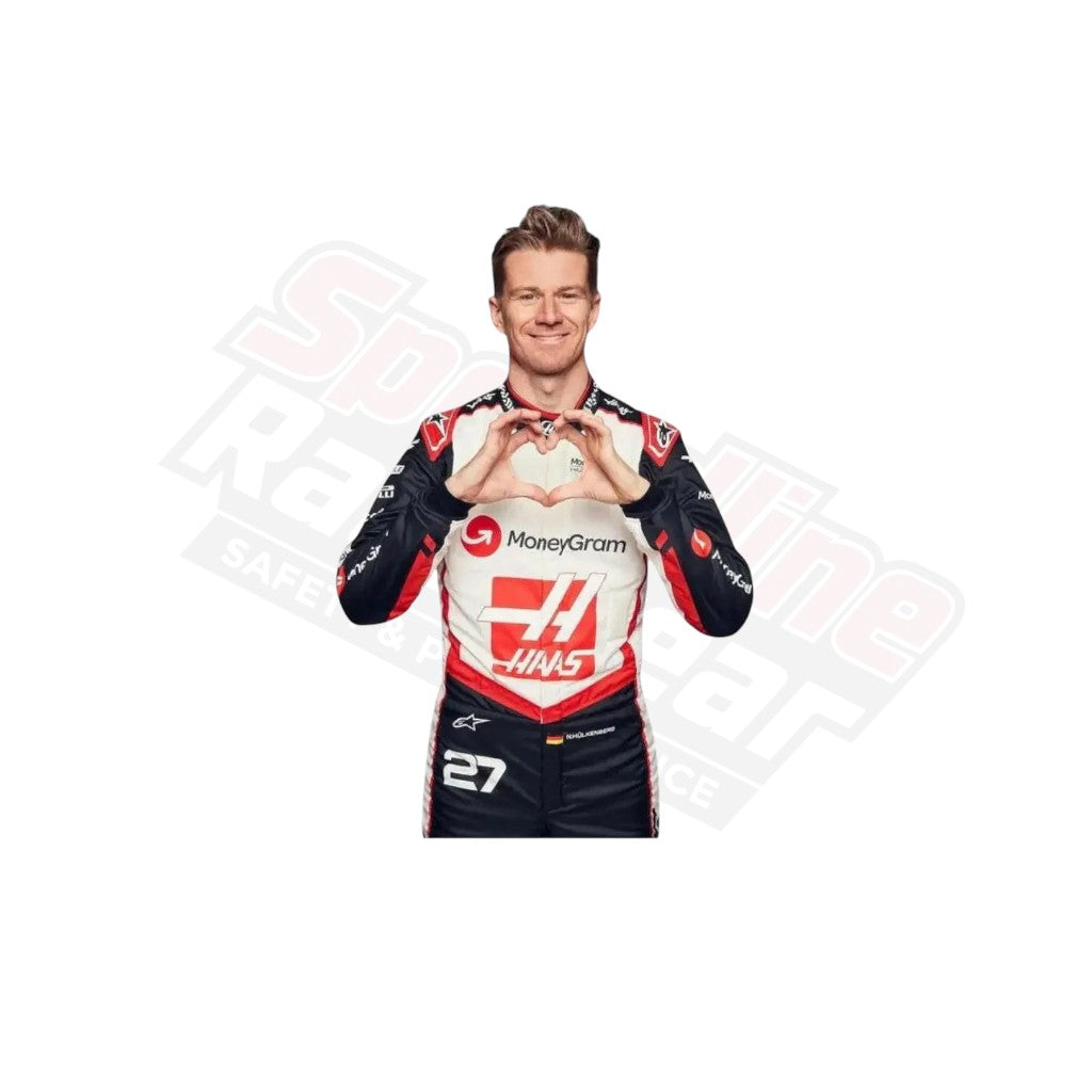 Display of 2024 Haas F1 Team Nico Hülkenberg Race Suit