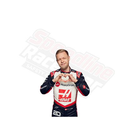 Rennanzug des Haas F1 Teams 2024 von Kevin Magnussen und Nico Hülkenberg