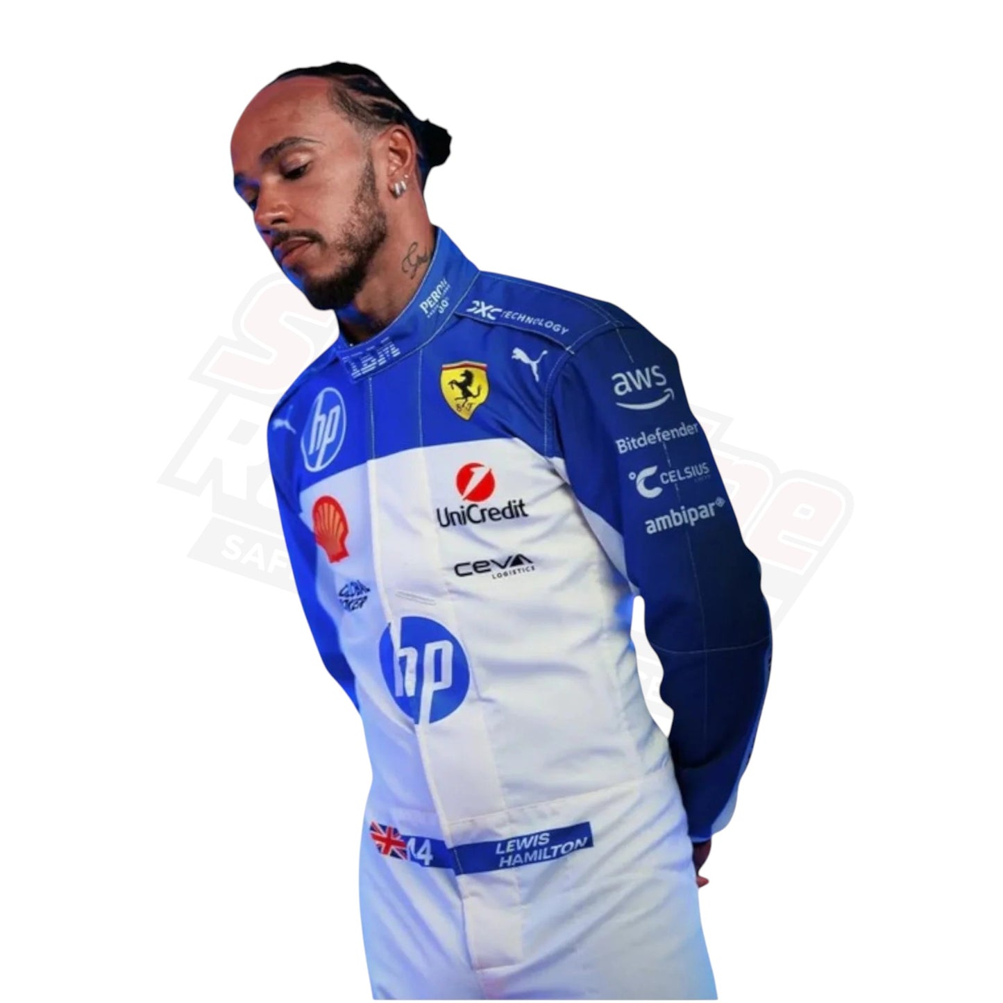 Lewis Hamilton Ferrari Suit 2025 – Back Design