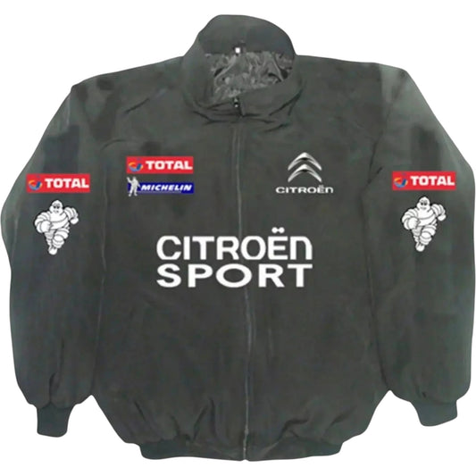 vintage citroen f1 racing embroidered bomber jacket front view